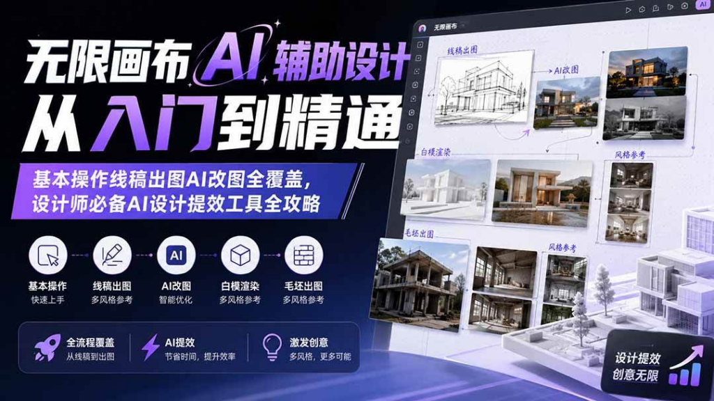 图片[1]-无限画布AI辅助设计从入门到精通；基本操作线稿出图AI改图全覆盖，设计师必备AI设计提效工具全攻略-创星溯资源站