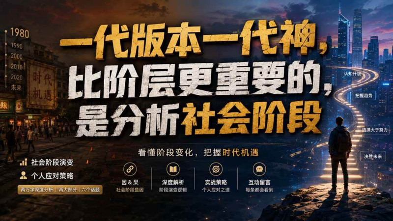 付费文章：一代版本一代神，比阶层更重要的，是分析社会阶段-创星溯资源站