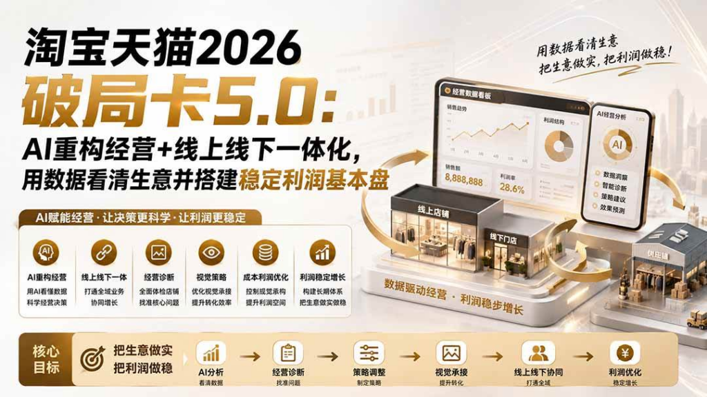 淘宝天猫2026破局卡5.0:AI重构经营+线上线下一体化,用数据看清生意并搭建稳定利润基本盘-创星溯资源站