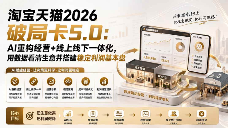 淘宝天猫2026破局卡5.0:AI重构经营+线上线下一体化,用数据看清生意并搭建稳定利润基本盘-创星溯资源站
